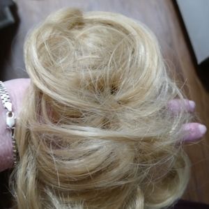 Golden blond hair piece scrunchie for quick Style